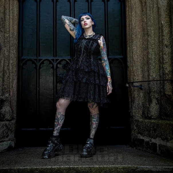 Bleeding Heart Clarissa Kleid (Schwarz) | Blue Banana Gothic Kleid