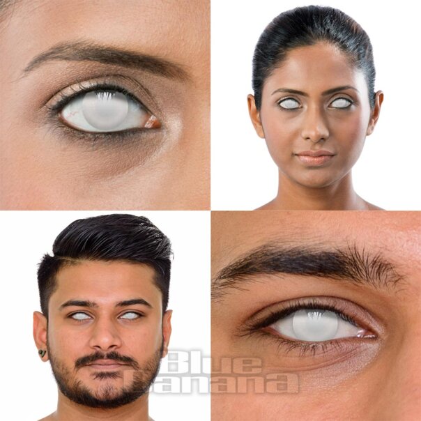 Blind Zombie Halloween 1 Tag Weiße Farbige Kontaktlinsen, Coloured Contacts UK