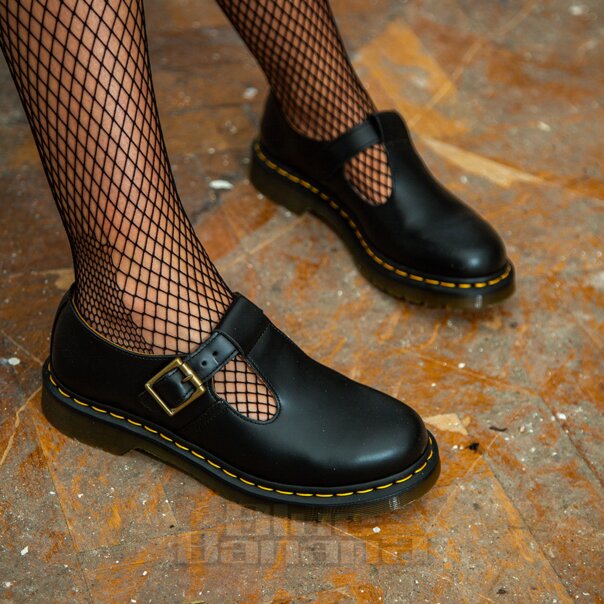 Dr Martens Polley Mary Jane De Cuero Liso Zapatos (Negro) | Blue Banana