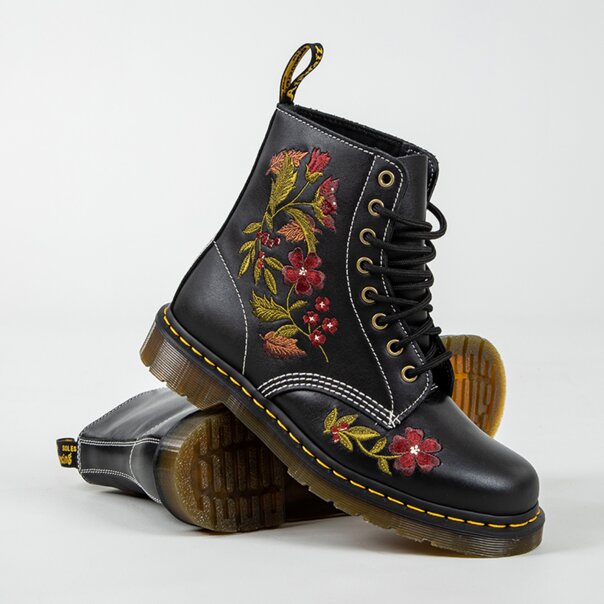 Dr Martens 1460 Floral Wanama Boot (Black) | Autumnal Footwear