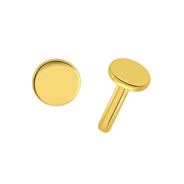 Blue Banana Plasma Gold Threadless Labret Base (Gold) | Threadless Piercing Jewellery