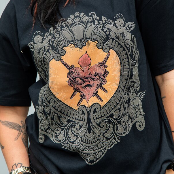 Blue Banana Heart & Swords T-Shirt (Black) | Printed T-Shirts