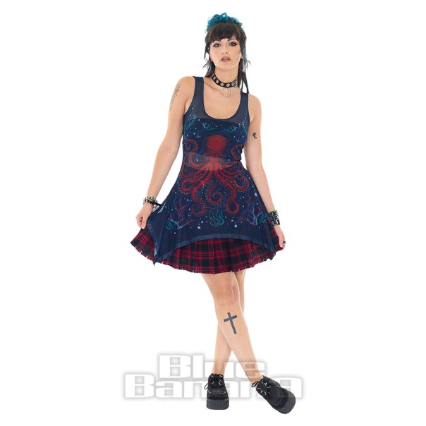 Jawbreaker Octopus Mesh Vest Top (Navy) | Alternative Fashion, Goth Clothing