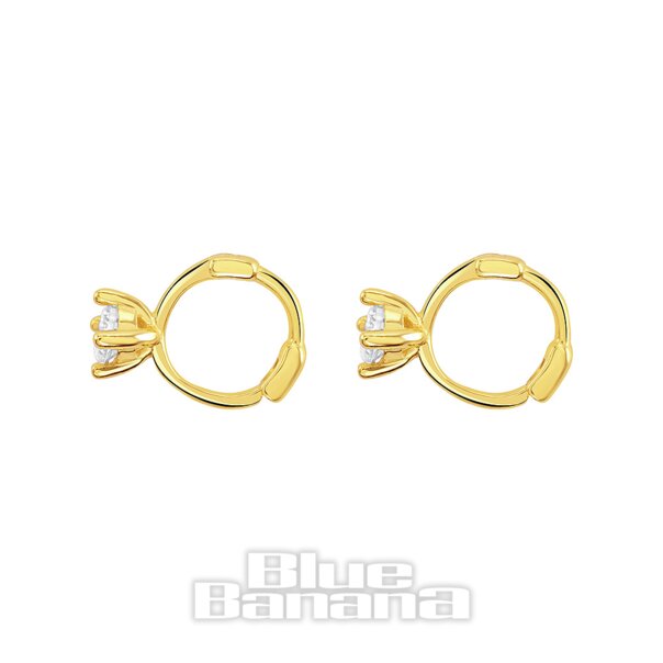 Blaue, bananenplattierte, vergoldete, runde Zirkon-Clicker-Creolen (Paar)| Körperpiercing-Schmuck