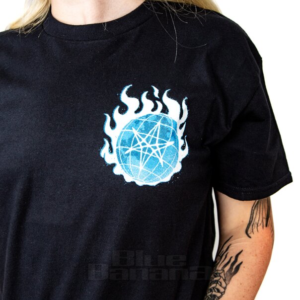 Official Bring Me The Horizon Blue Flame Globe T Shirt | BMTH Band Merch