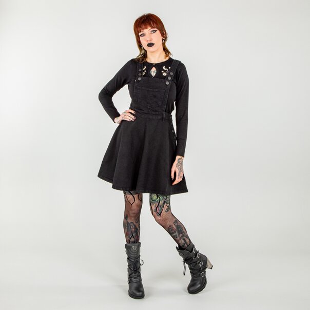 Hell Bunny Dakota Dress Pinafore Dress, Gothic Vintage Clothing