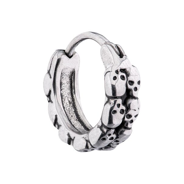 Blue Banana Surgical Steel Multi Skulls Ear Clicker (Silver) | Piercing Jewellery