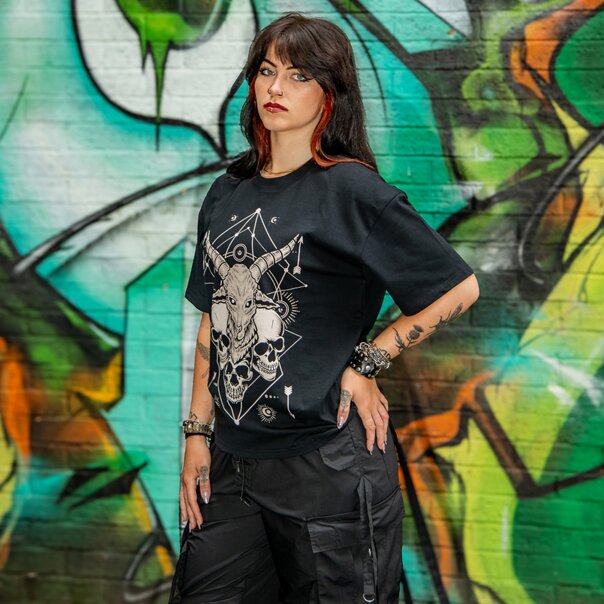 Blue Banana Ram & Skulls T-Shirt (Black) | Printed T-Shirts