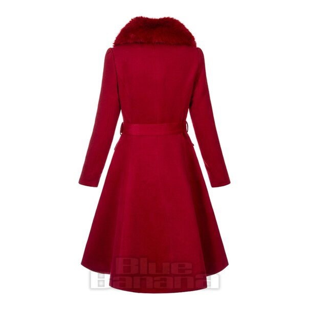 Blutendes Herz Roter Pelzkragenmantel | Vintage Mode