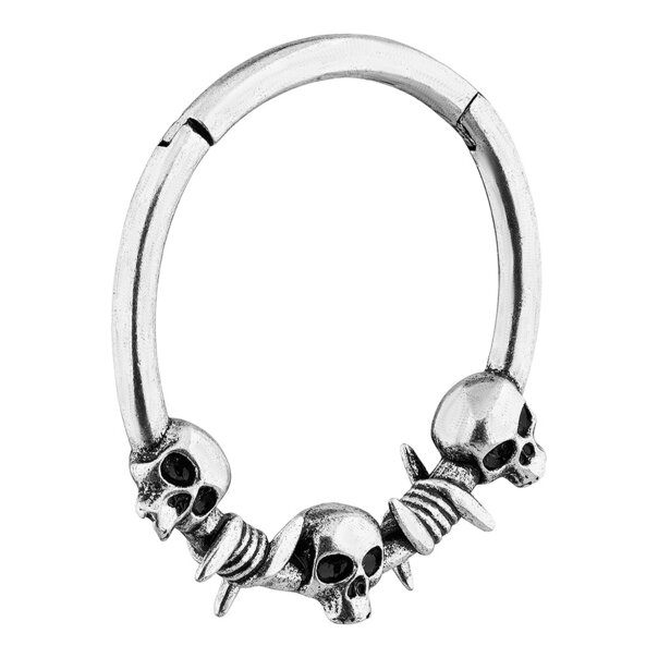 Blue Banana Surgical Steel Skulls Clicker (Silver/Copper) | Body Piercing Jewellery