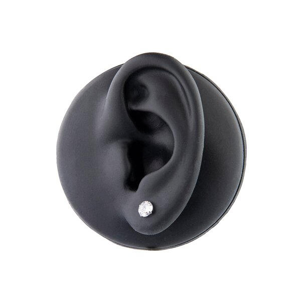 Blue Banana Polished Titanium Round Crystal Stud Earrings (Clear Crystal) | Blue Banana