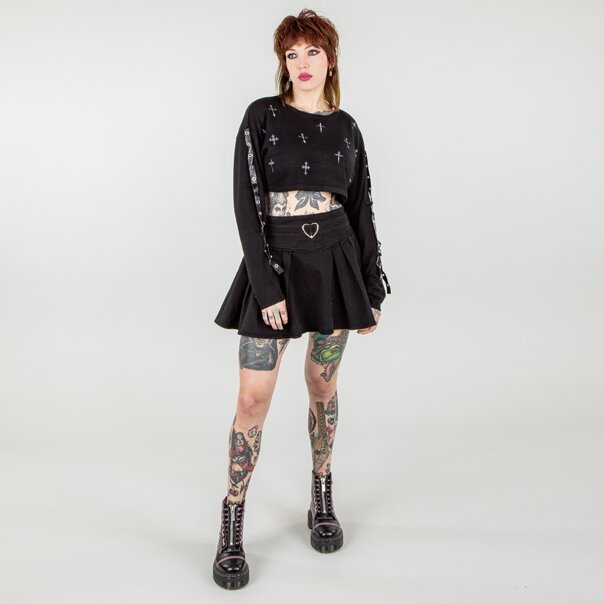 Banned Crossbound Crop Jumper (Black) | Banned Alternative Clothing