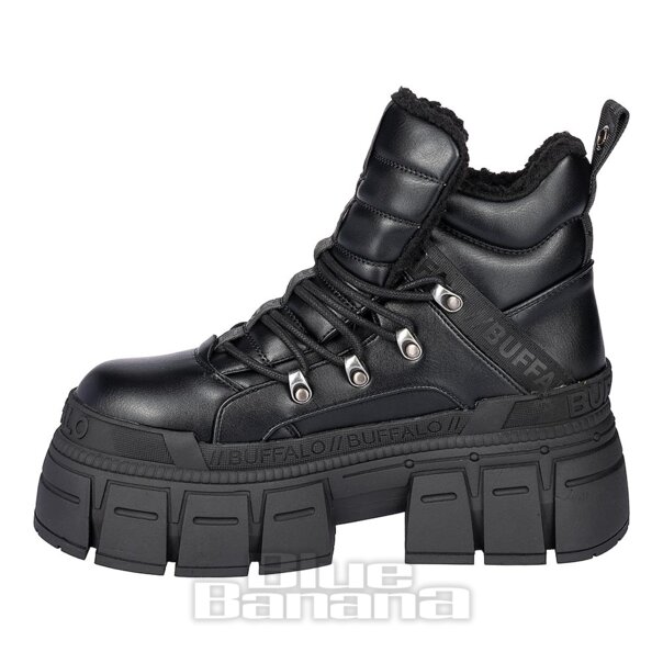 Buffalo Gospher Mid Boot (Black) | Alternative Platform Boots