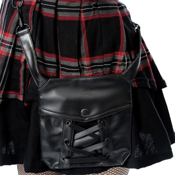 Poizen Industries Phantom Highlander Skirt (Black/Red) | Gothic Summer Clothing