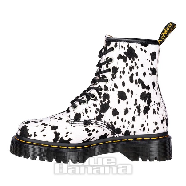Dr Martens 1460 Bex Dalmatian Hair-On Leather Boots (Black/Cream) | Dr Martens Boots