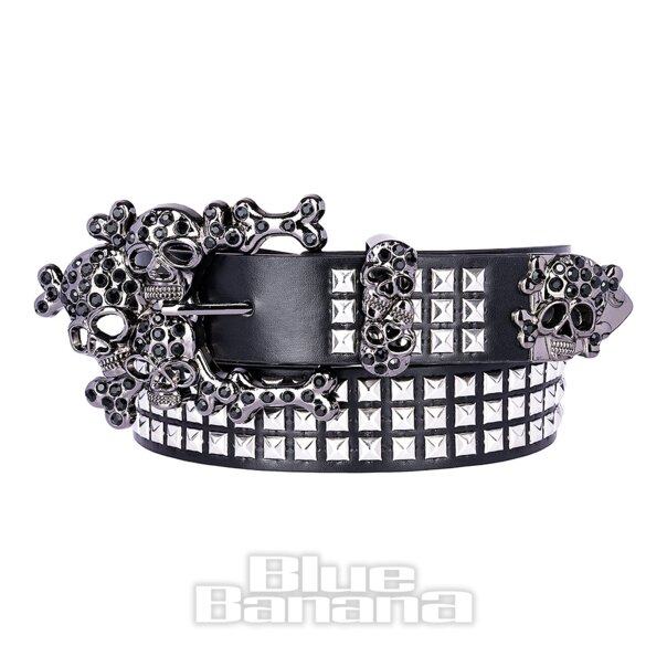 Blue Banana Skull End Studs Belt (Black) | Blue Banana