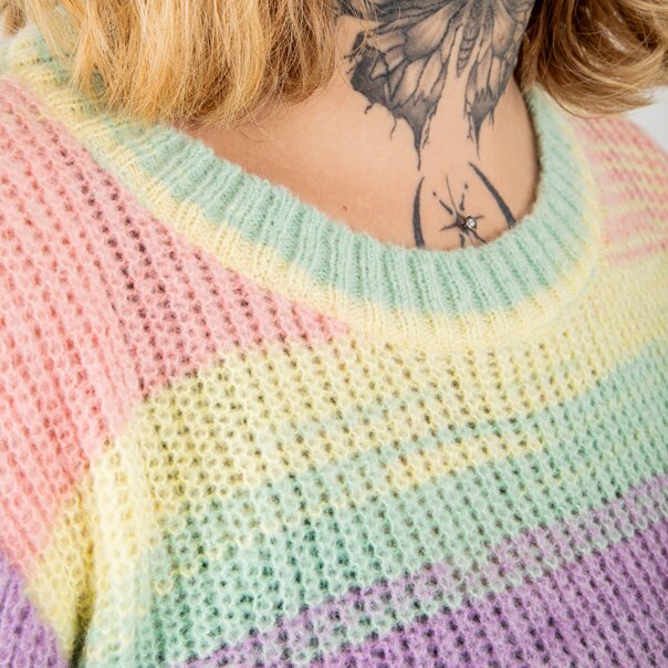 Banned Nola Pastel Rainbow Jumper (Multicolour) | Alternative Fashion Blue Banana