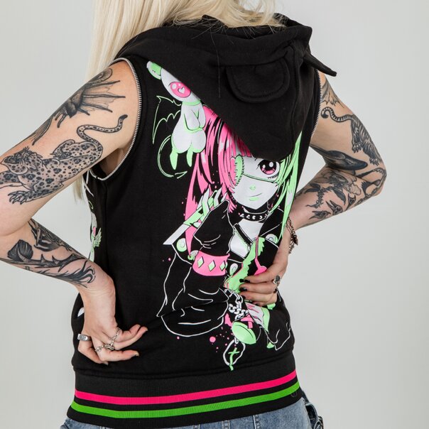 Heartless Hex Bear Varsity Jacket (Black) | Gothic Clothing