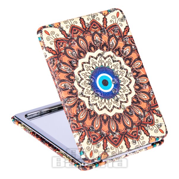 Specchio da trucco compatto pieghevole (Mandala Eye Blue) | Lenti a contatto colorate
