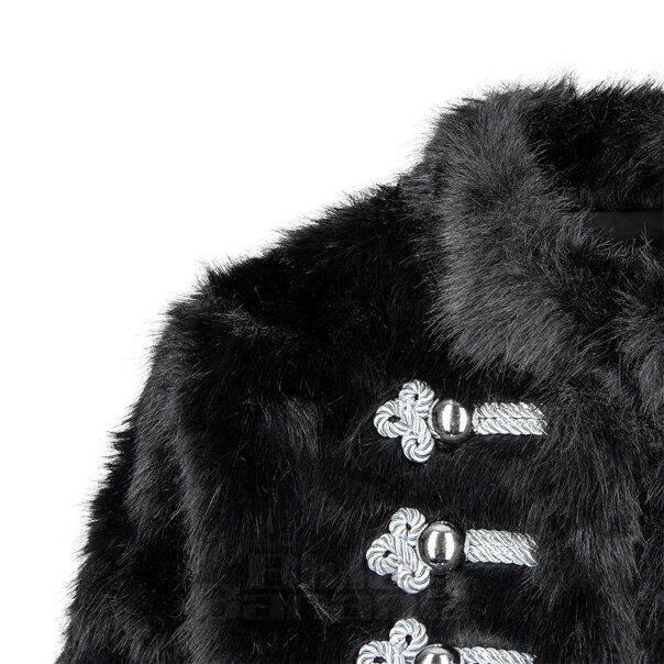 Blue Banana Militärjacke aus Kunstpelz (Schwarz/Silber) | Blue Banana