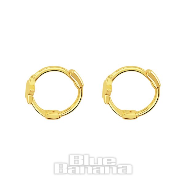 Blue Banana Sterling Gold Star Clicker Hoops | Blue Banana
