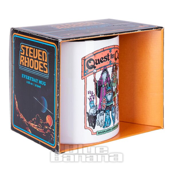 Steven Rhodes Búsqueda De Gatos Retro Taza (Multicolor) | Blue Banana