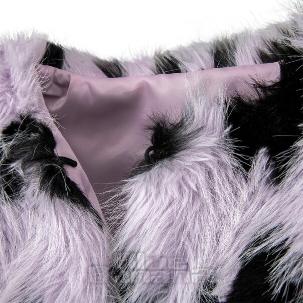 Blue Banana Gestreifter Kunstpelzmantel (Flieder/Schwarz) | Blue Banana