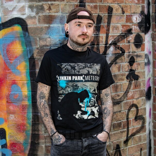 Linkin Park  Offizieller Meteora-Tropf T-Shirt (Schwarz) | Blue Banana