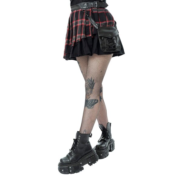 Poizen Industries Phantom Highlander Skirt (Black/Red) | Gothic Summer Clothing