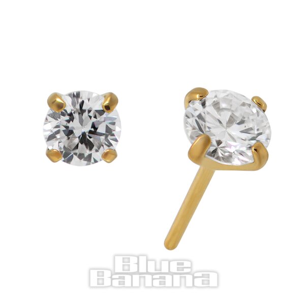Blue Banana Plasma Gold Lab Diamond 3mm Threadless Top (Gold) | Blue Banana Piercing