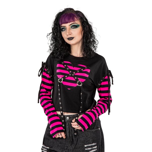 Banned My Heart Hacker Top (Black/Pink) | Banned Alternative Tops
