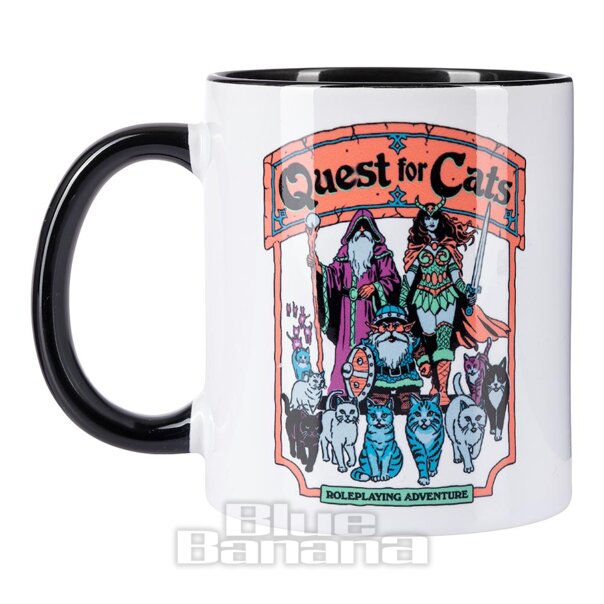 Steven Rhodes Búsqueda De Gatos Retro Taza (Multicolor) | Blue Banana