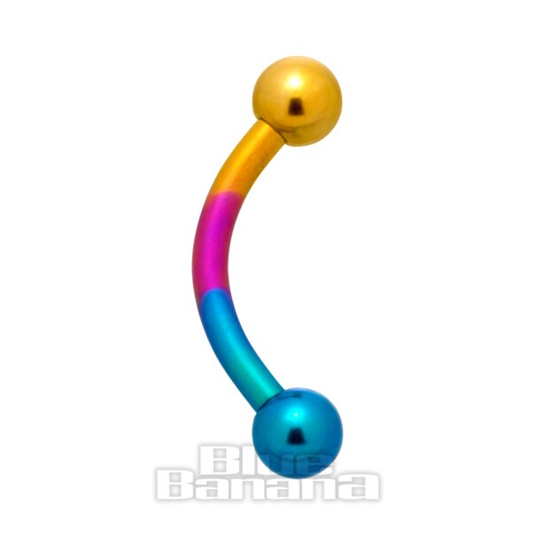 Barra curva de titanio color azul plátano (arcoíris) | Joyería para piercings corporales