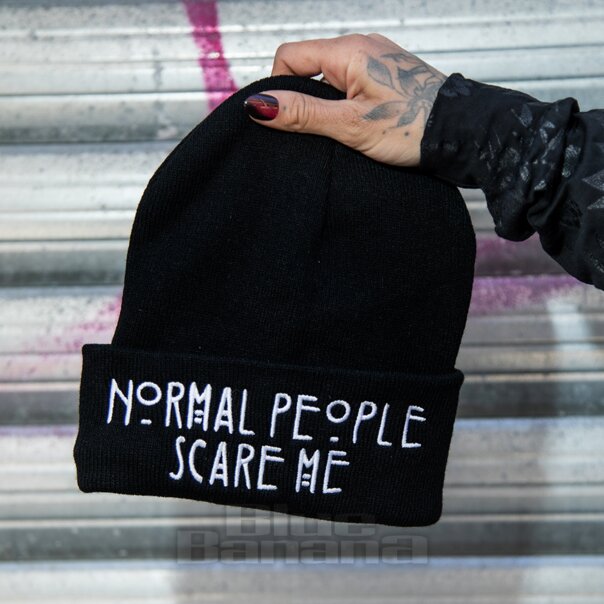 Normal People Beanie Hat, Black Gothic Headwear | Blue Banana UK