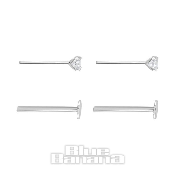 Blue Banana 2mm Runder Kristall Aus Sterlingsilber Fadenlose Labrets (2Er-Pack) | Blue Banana