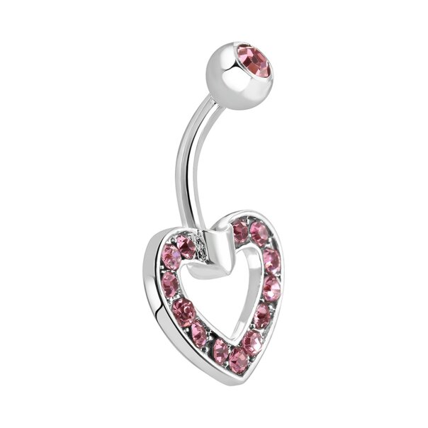 Heart Light Rose Navel Bar | Belly Bar Piercing Jewellery