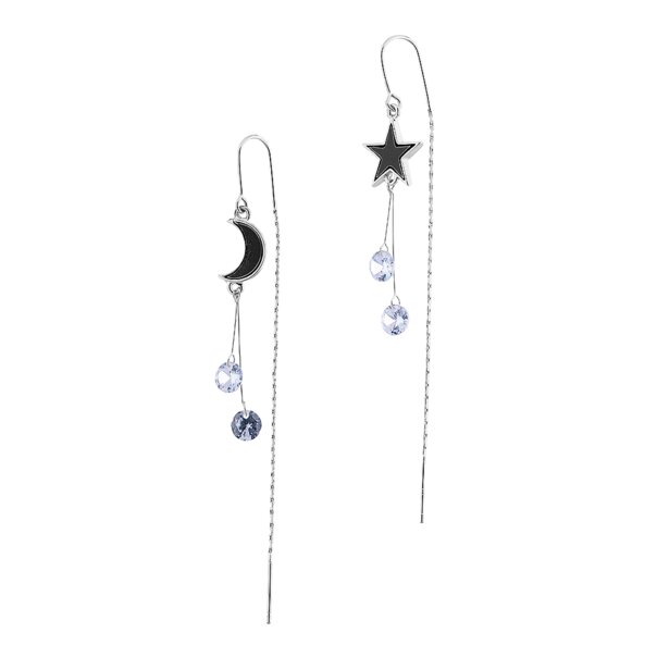 Blue Banana Moon & Star Earrings (Black) | Gothic Earrings