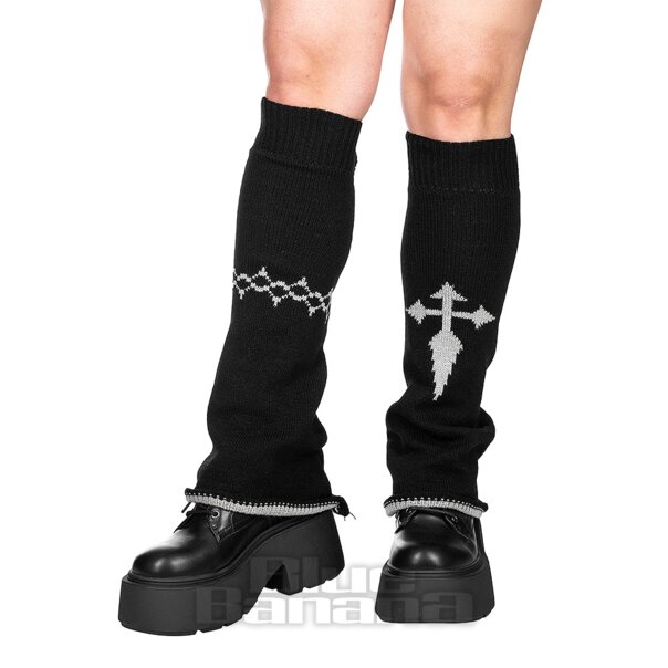 Blue Banana Cross Legwarmers (Grey) | Alternative Accessories