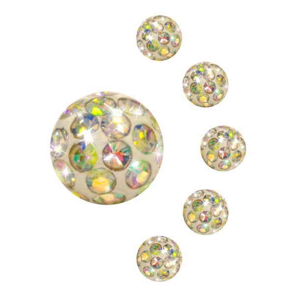 Blue Banana Externally Threaded Surgical Steel Jewelled Glitter Ball (Yellow Aurora Borealis)