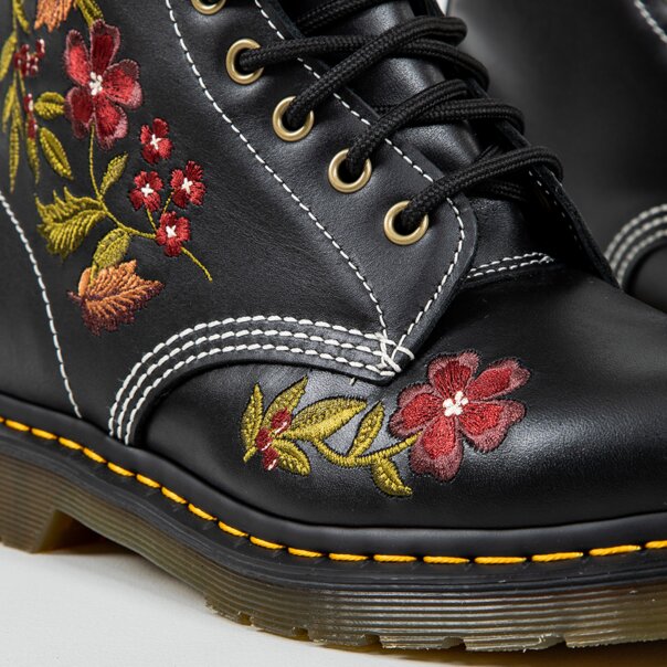Dr Martens 1460 Floral Wanama Boot (Black) | Autumnal Footwear