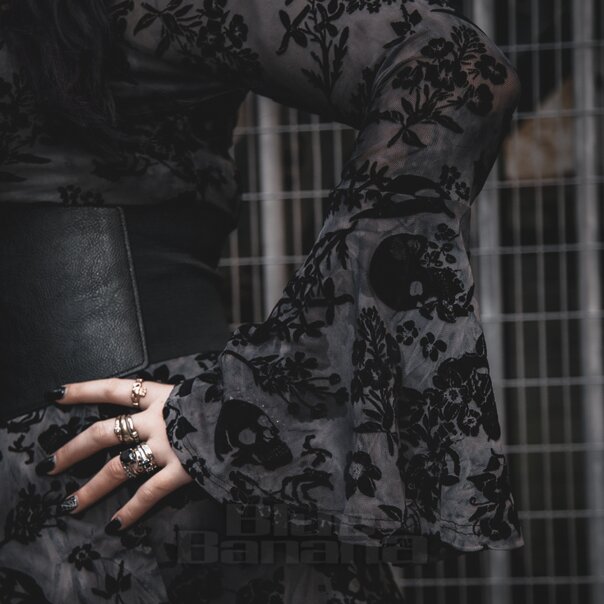 Jawbreaker Skull Maxi Dress (Black) | Blue Banana