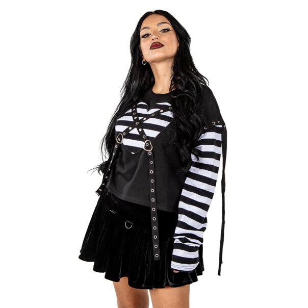 Banned My Heart Hacker Top (Black/White) | Banned Alternative Tops