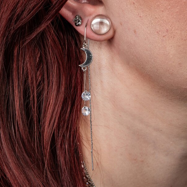Blue Banana Moon & Star Earrings (Black) | Gothic Earrings