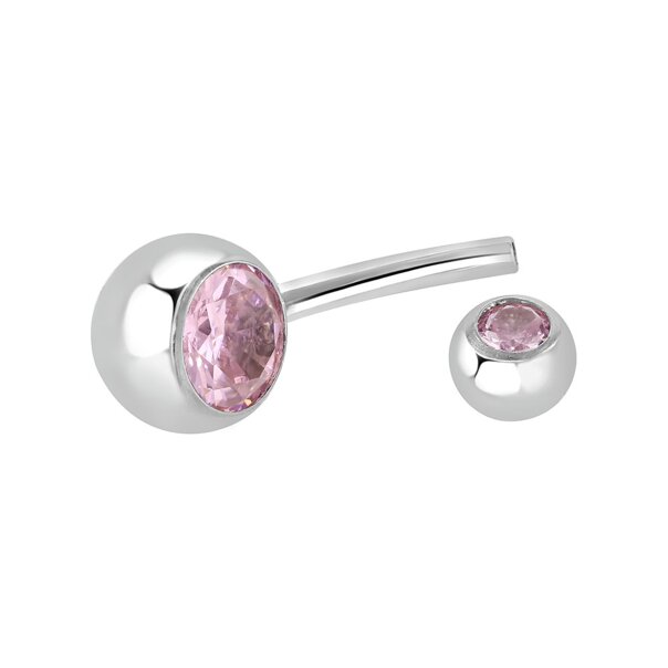 Blue Banana Polished Titanium 1.6mm Double Jewelled Navel Bar (Rose) | Blue Banana