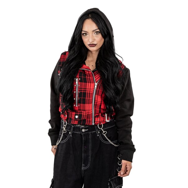 Heartless Evilyn Red & Black Check Jacket | Blue Banana UK