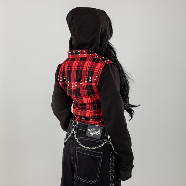Heartless Evilyn Red & Black Check Jacket | Blue Banana UK