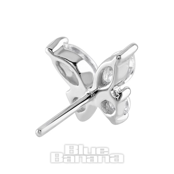 Blue Banana 14 Karat Weißgold Zirkonia Schmetterling Fadenloses Oberteil (Weißgold) | Blue Banana Piercing