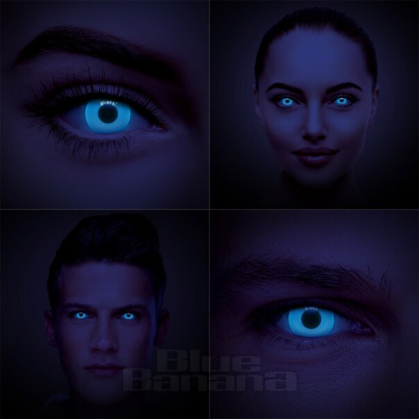 UV i-Glow 30 Tage blaue farbige Kontaktlinsen, Coloured Contacts UK