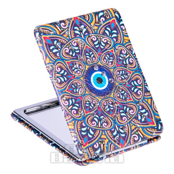 Specchio da trucco compatto pieghevole (Mandala Eye Orange) | Lenti a contatto colorate