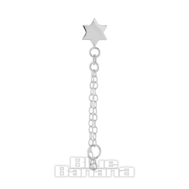 Labret sin rosca con cadena de estrella de titanio pulido Blue Banana (plata) | Joyería para perforaciones corporales